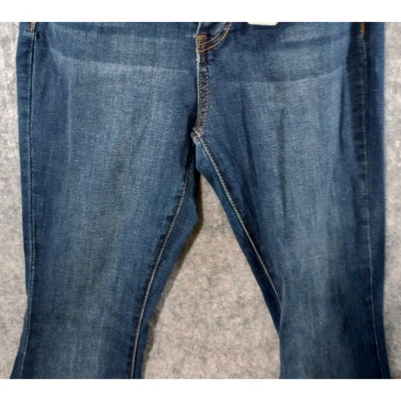 Rue 21 Super High Rise Flare Raw Hem Button Fly Dark Wash Denim Jeans 2 NWT Gift - Picture 8 of 16